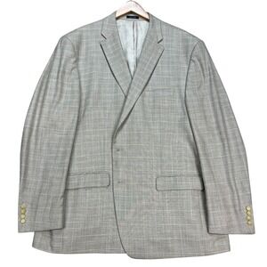 Ralph Lauren Mens 50L Blazer Sport Coat Suit Jacket Tan Glen Windowpane Plaid